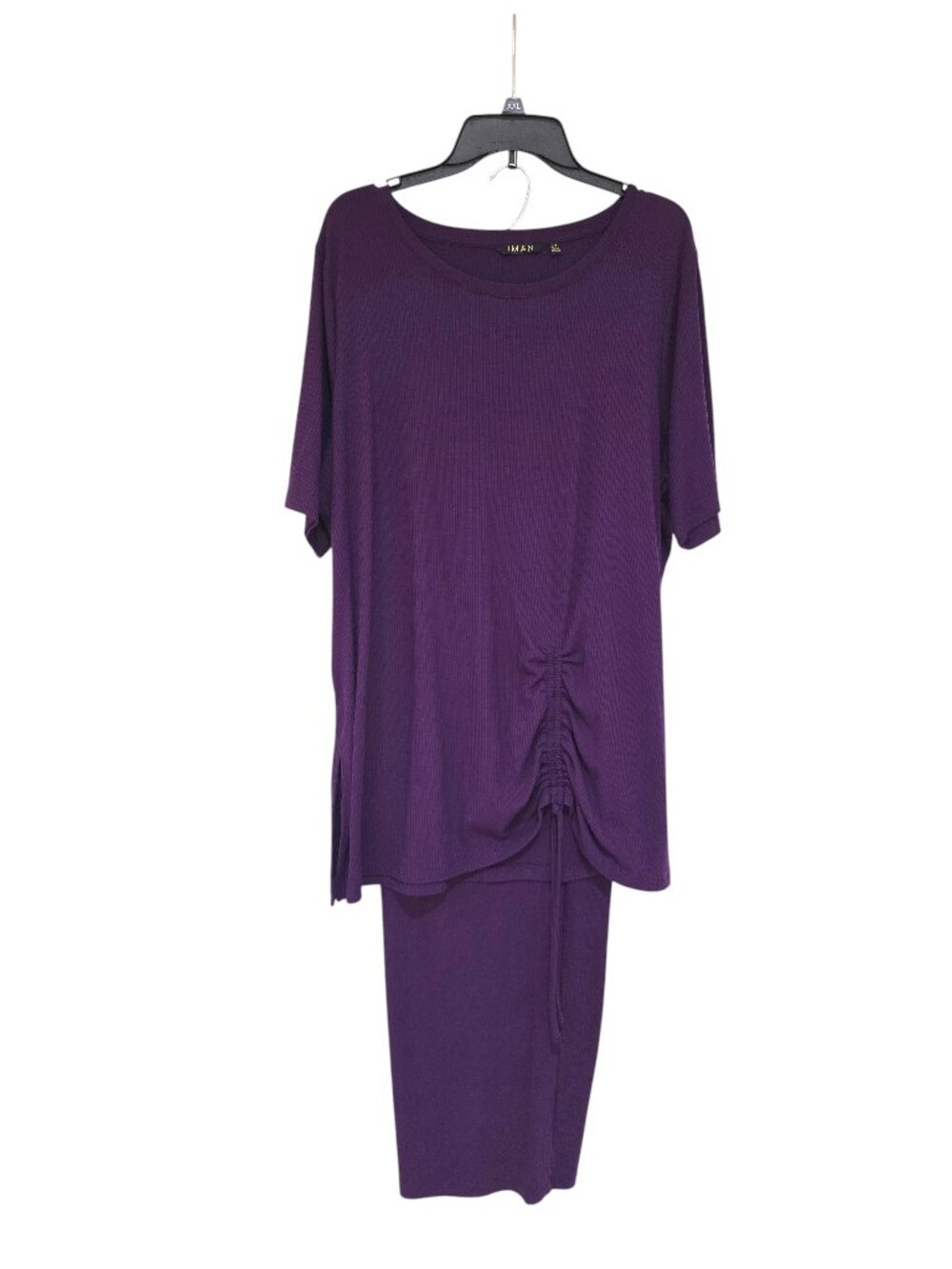 IMAN Women's Plus Size 2X Ribbed Purple Top & Pant Set